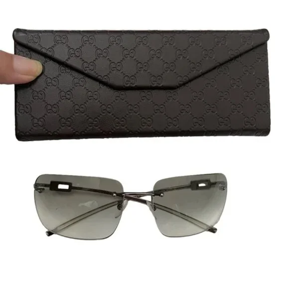 Vintage 90s/Y2K Gucci Rimless Wrap Around Sunglasses w/ Gradient Lens 🇮🇹 - Picture 9 of 11